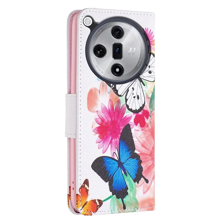 For Oppo Find X7 Ultra Phone Case Leather Pattern Printed Cover with Card Holder