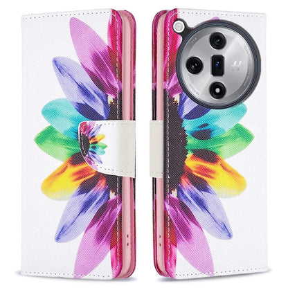For Oppo Find X7 Ultra Phone Case Leather Pattern Printed Cover with Card Holder