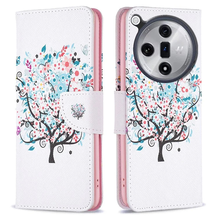 For Oppo Find X7 Ultra Phone Case Leather Pattern Printed Cover with Card Holder