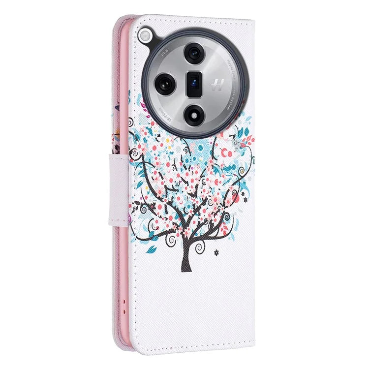 For Oppo Find X7 Ultra Phone Case Leather Pattern Printed Cover with Card Holder