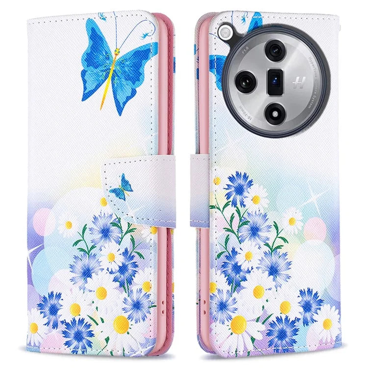 For Oppo Find X7 Ultra Phone Case Leather Pattern Printed Cover with Card Holder