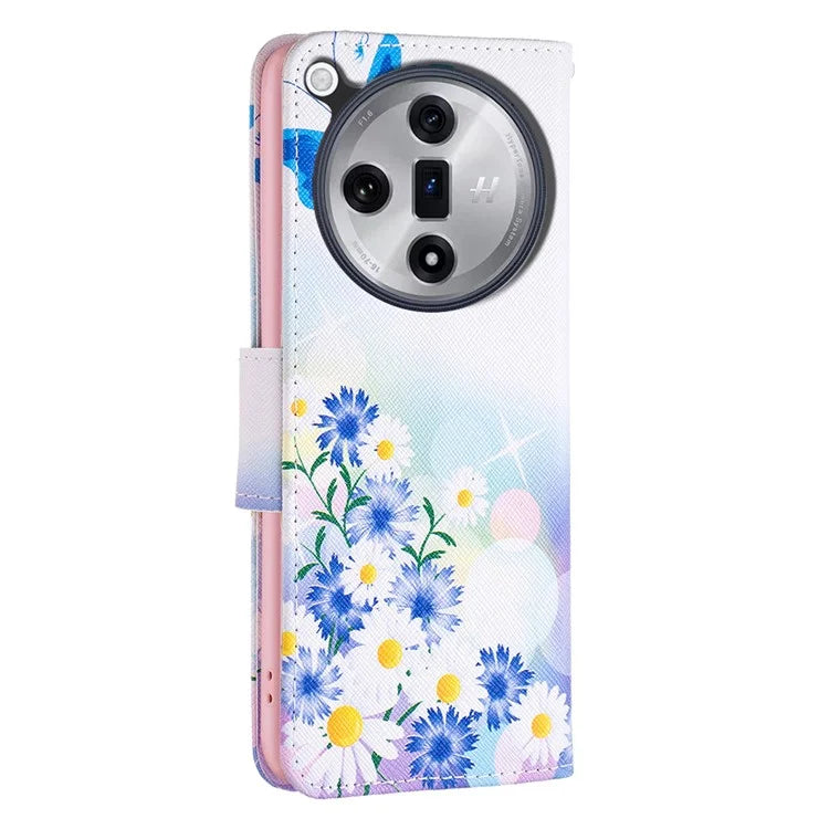For Oppo Find X7 Ultra Phone Case Leather Pattern Printed Cover with Card Holder
