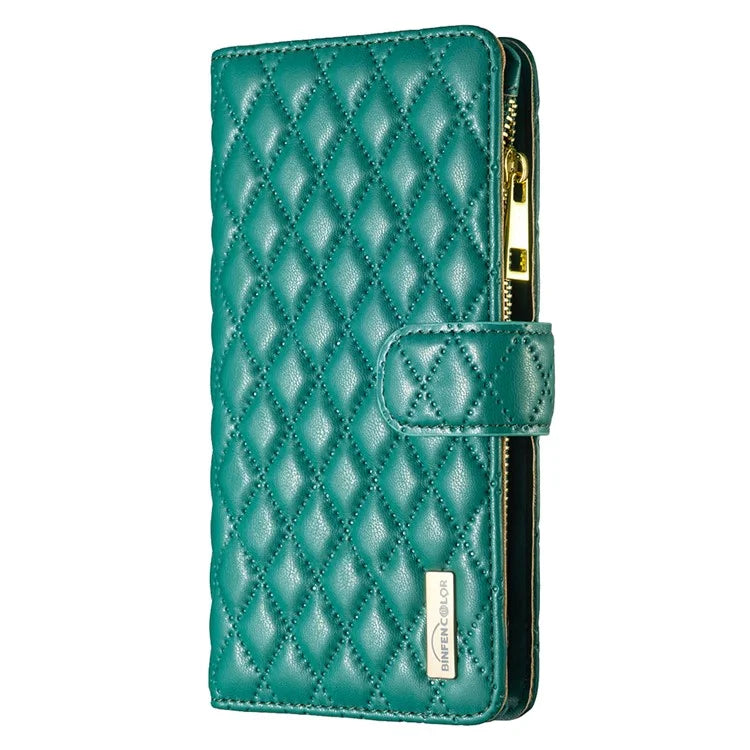 BINFEN COLOR BF Style-15 For Oppo Find X7 Ultra Case Rhombus Imprinted Zipper Pocket Phone Cover