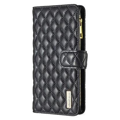 BINFEN COLOR BF Style-15 For Oppo Find X7 Ultra Case Rhombus Imprinted Zipper Pocket Phone Cover