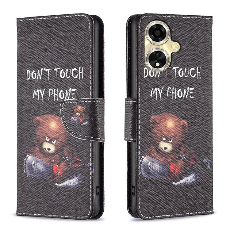 For Oppo A59 5G Leather Case Pattern Printed Wallet Phone Cover