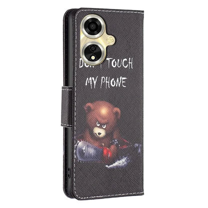 For Oppo A59 5G Leather Case Pattern Printed Wallet Phone Cover