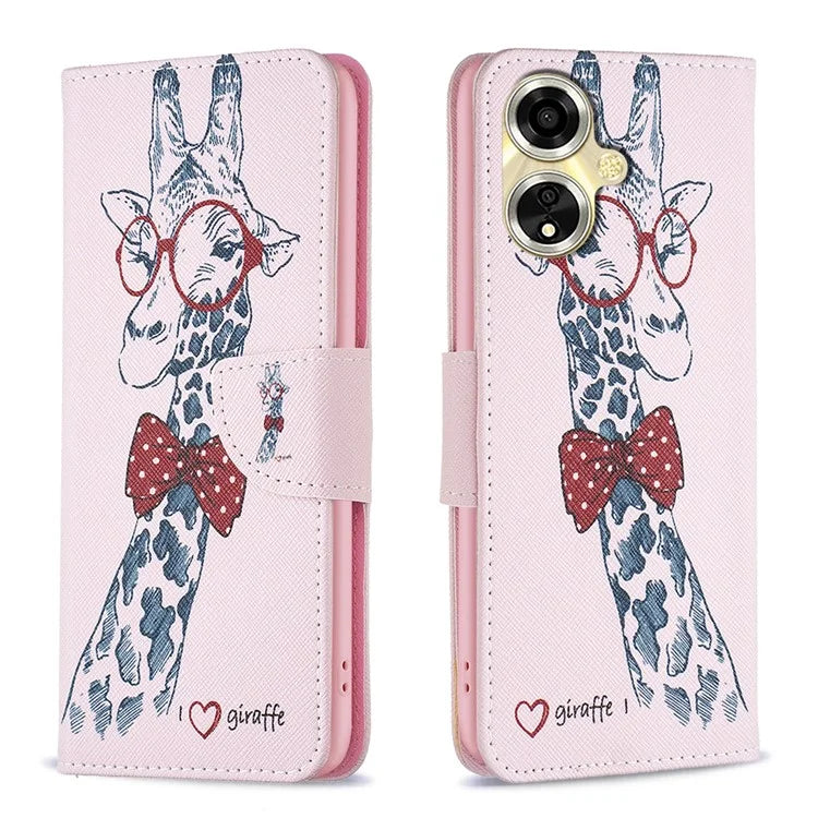For Oppo A59 5G Leather Case Pattern Printed Wallet Phone Cover