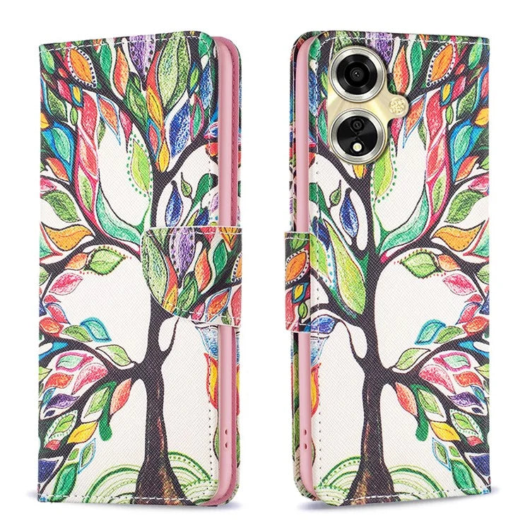 For Oppo A59 5G Leather Case Pattern Printed Wallet Phone Cover