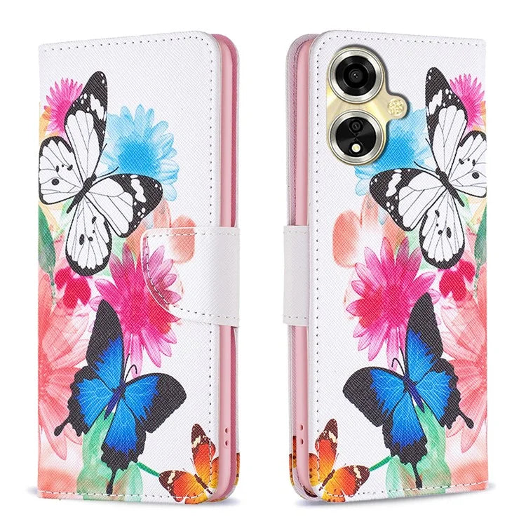 For Oppo A59 5G Leather Case Pattern Printed Wallet Phone Cover