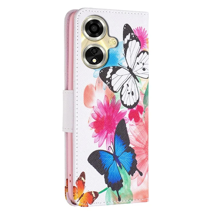 For Oppo A59 5G Leather Case Pattern Printed Wallet Phone Cover