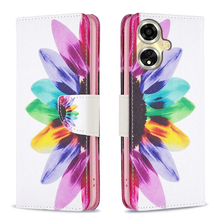 For Oppo A59 5G Leather Case Pattern Printed Wallet Phone Cover