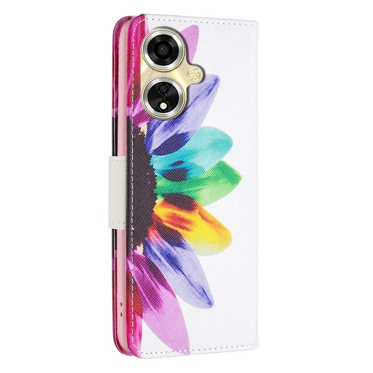 For Oppo A59 5G Leather Case Pattern Printed Wallet Phone Cover