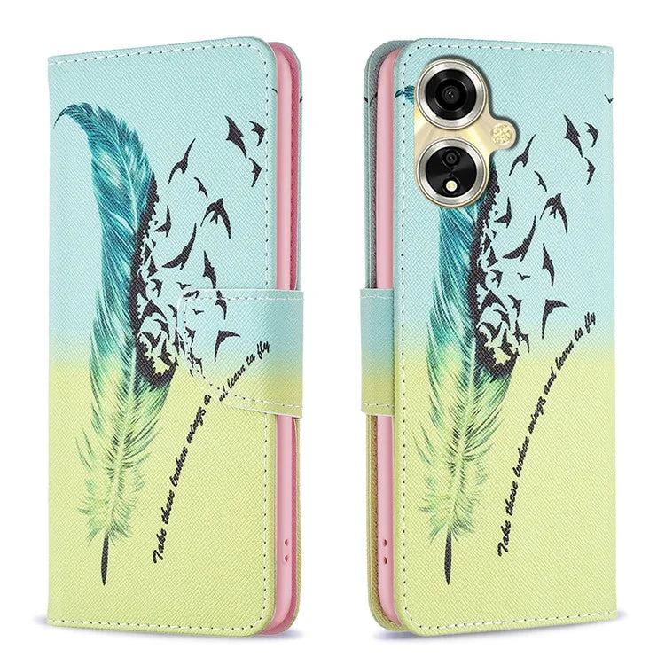 For Oppo A59 5G Leather Case Pattern Printed Wallet Phone Cover