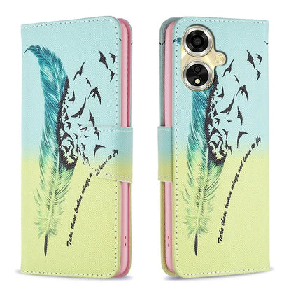 For Oppo A59 5G Leather Case Pattern Printed Wallet Phone Cover