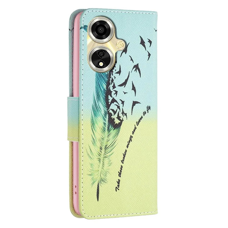For Oppo A59 5G Leather Case Pattern Printed Wallet Phone Cover