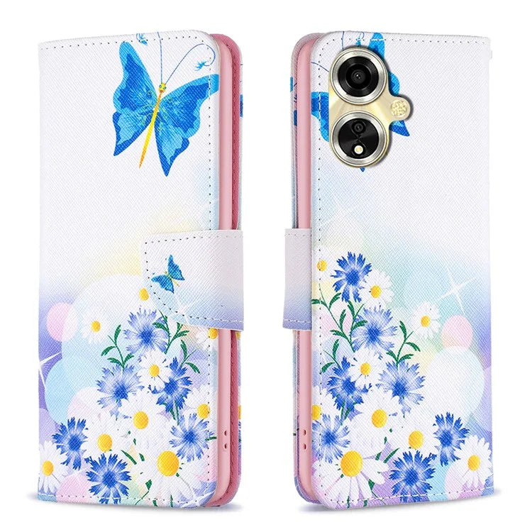 For Oppo A59 5G Leather Case Pattern Printed Wallet Phone Cover