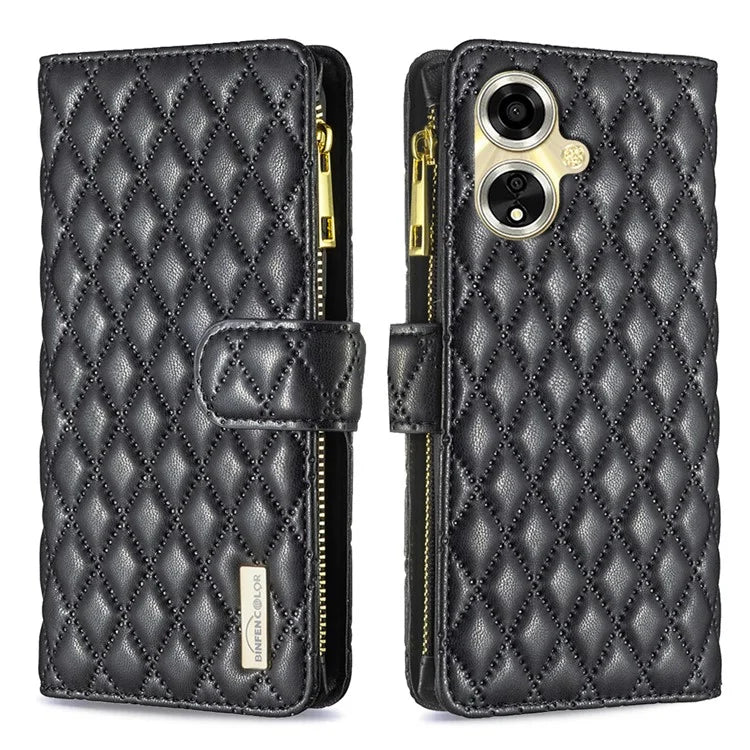 BINFEN COLOR BF Style-15 For Oppo A59 5G Magnetic Case Leather Zipper Pocket Phone Cover