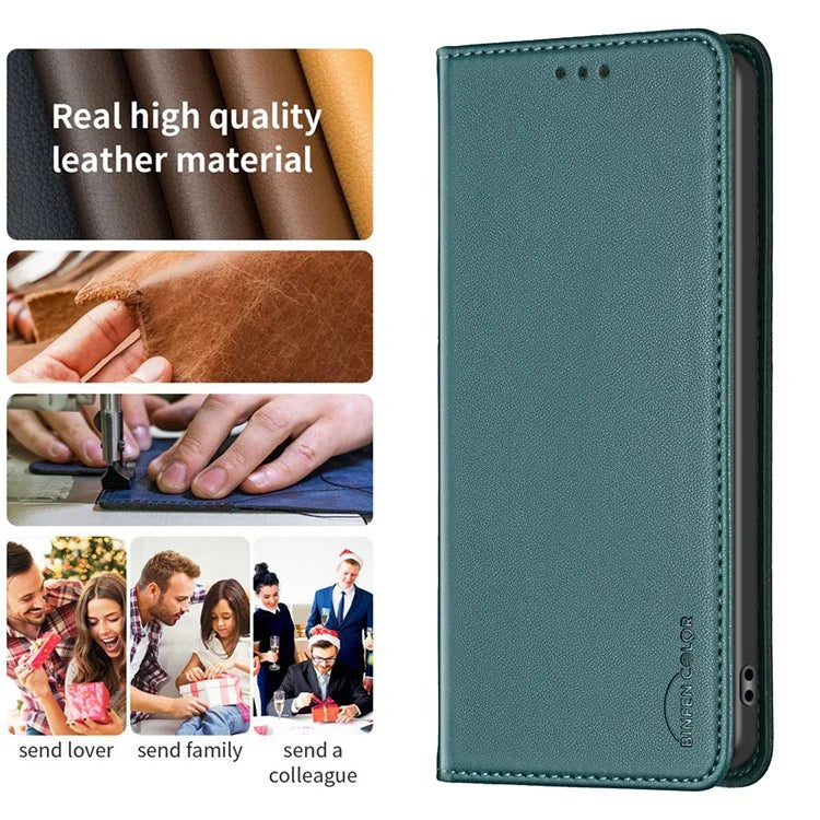 BINFEN COLOR BF18 For Xiaomi Redmi Note 13 Pro+ 5G Leather Phone Case Cover with Card Holder Stand