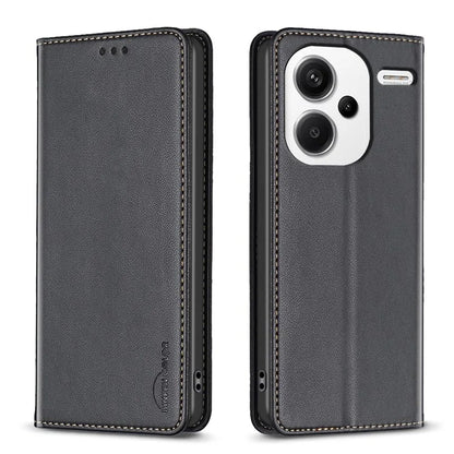 BINFEN COLOR BF18 For Xiaomi Redmi Note 13 Pro+ 5G Leather Phone Case Cover with Card Holder Stand