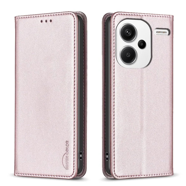 BINFEN COLOR BF18 For Xiaomi Redmi Note 13 Pro+ 5G Leather Phone Case Cover with Card Holder Stand