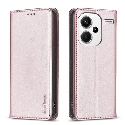 BINFEN COLOR BF18 For Xiaomi Redmi Note 13 Pro+ 5G Leather Phone Case Cover with Card Holder Stand