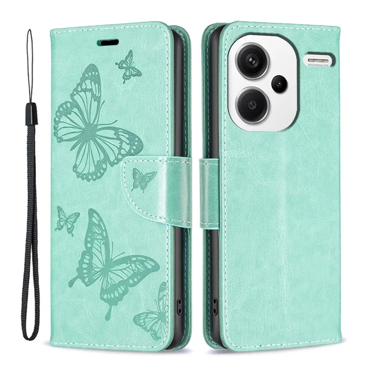 For Xiaomi Redmi Note 13 Pro+ 5G Leather Case with Wallet Stand Butterfly Imprinted