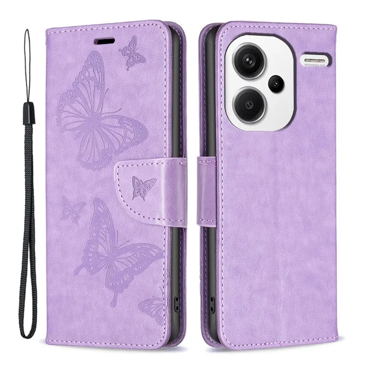 For Xiaomi Redmi Note 13 Pro+ 5G Leather Case with Wallet Stand Butterfly Imprinted