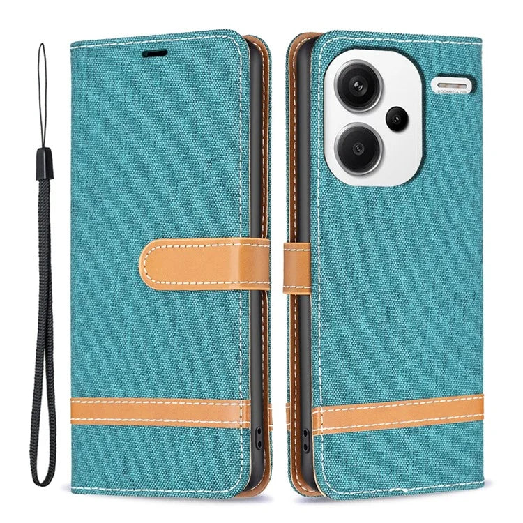 For Xiaomi Redmi Note 13 Pro+ 5G Wallet Case Jeans Cloth Texture Phone Cover