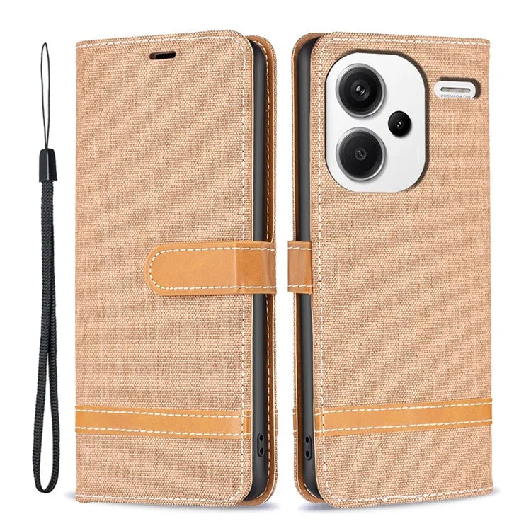 For Xiaomi Redmi Note 13 Pro+ 5G Wallet Case Jeans Cloth Texture Phone Cover