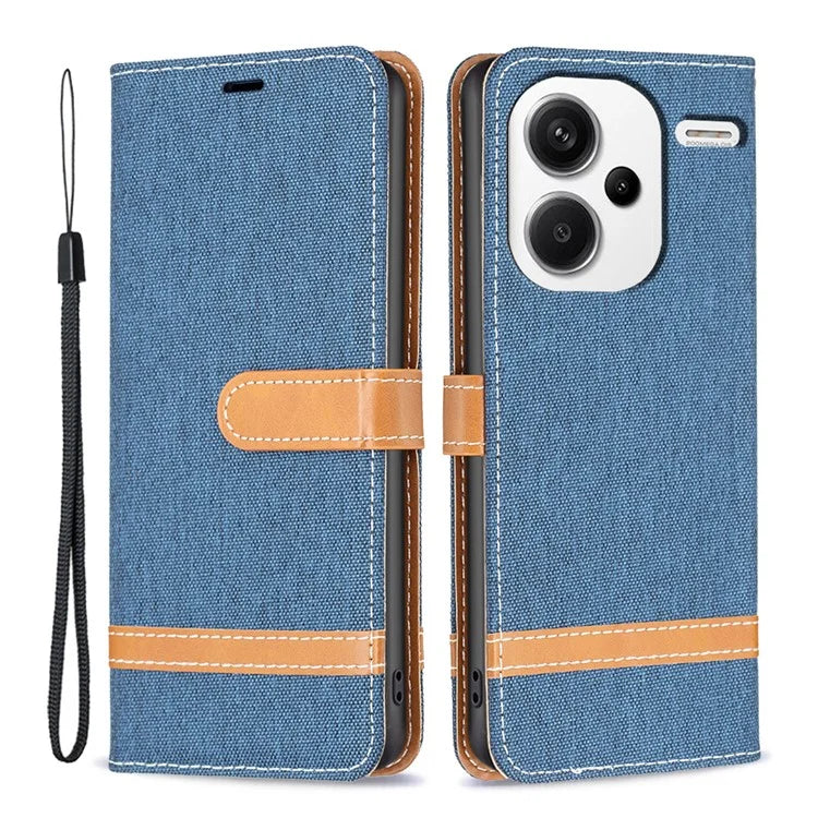 For Xiaomi Redmi Note 13 Pro+ 5G Wallet Case Jeans Cloth Texture Phone Cover