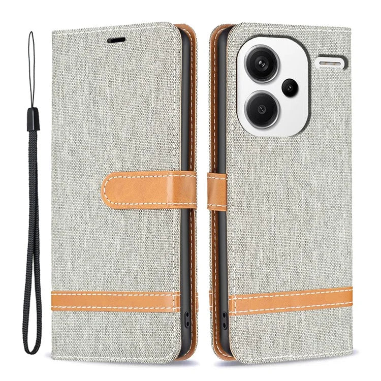 For Xiaomi Redmi Note 13 Pro+ 5G Wallet Case Jeans Cloth Texture Phone Cover