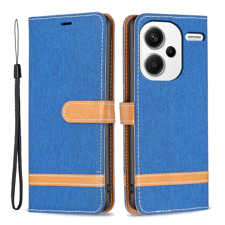 For Xiaomi Redmi Note 13 Pro+ 5G Wallet Case Jeans Cloth Texture Phone Cover