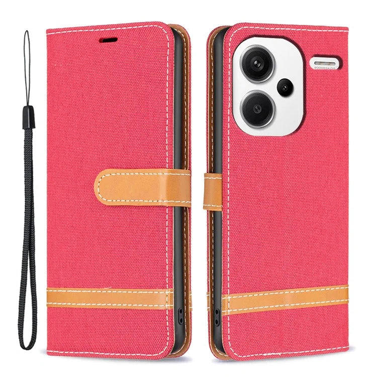 For Xiaomi Redmi Note 13 Pro+ 5G Wallet Case Jeans Cloth Texture Phone Cover