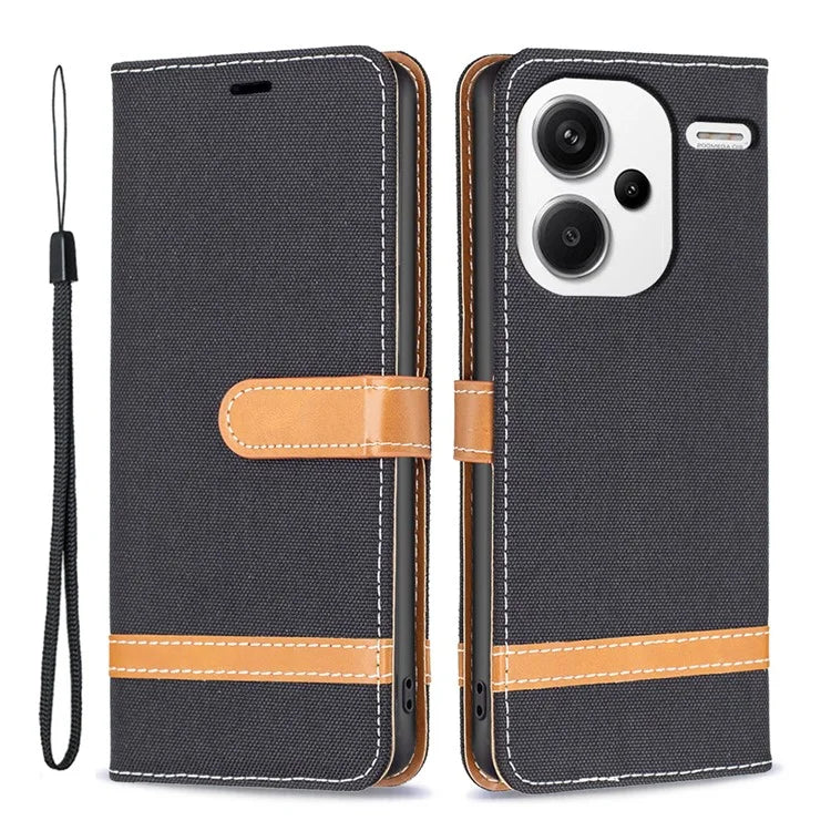 For Xiaomi Redmi Note 13 Pro+ 5G Wallet Case Jeans Cloth Texture Phone Cover