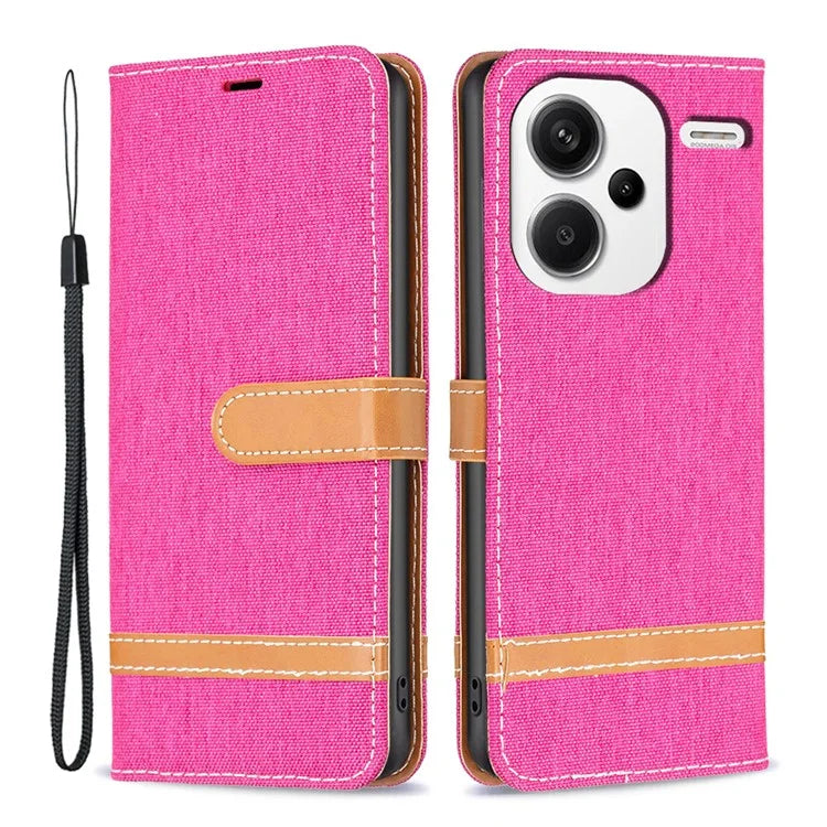 For Xiaomi Redmi Note 13 Pro+ 5G Wallet Case Jeans Cloth Texture Phone Cover