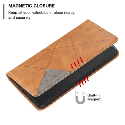 For Xiaomi Redmi Note 13 Pro+ 5G Case PU Leather Phone Cover with TPU Shockproof Shell