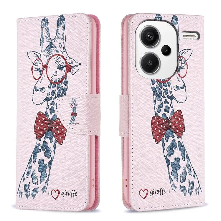 For Xiaomi Redmi Note 13 Pro+ 5G Case with Card Holder PU Leather Pattern Printed Phone Cover