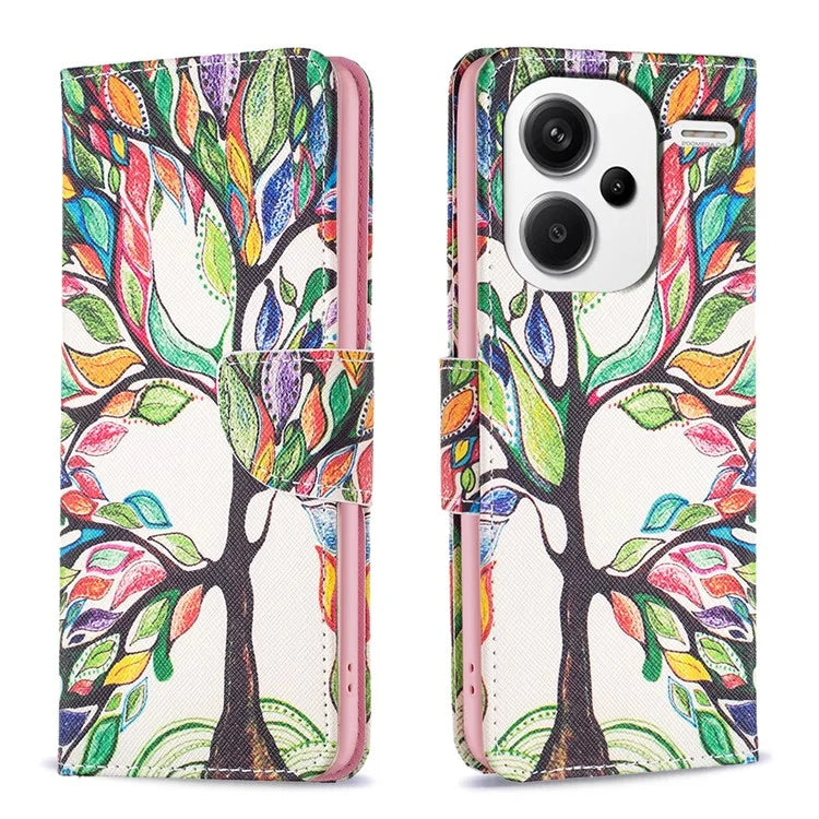 For Xiaomi Redmi Note 13 Pro+ 5G Case with Card Holder PU Leather Pattern Printed Phone Cover