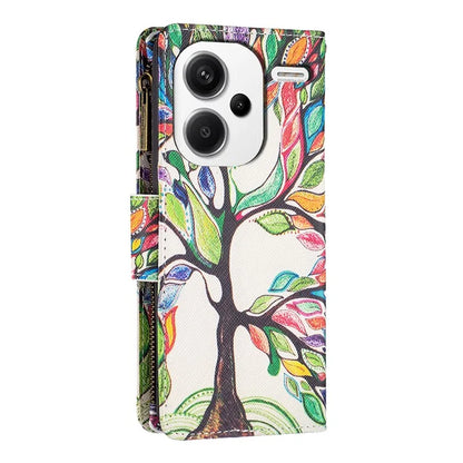 BF03 For Xiaomi Redmi Note 13 Pro+ 5G Wallet Case Pattern Zipper Pocket Handbag PU Leather Phone Cover