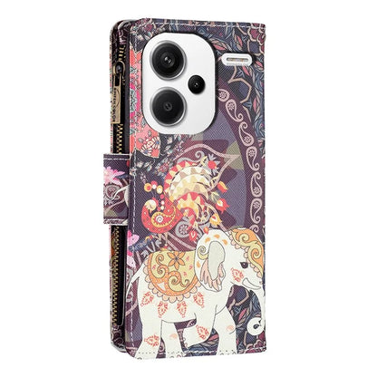 BF03 For Xiaomi Redmi Note 13 Pro+ 5G Wallet Case Pattern Zipper Pocket Handbag PU Leather Phone Cover