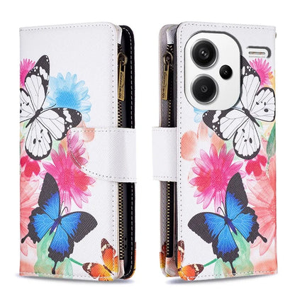 BF03 For Xiaomi Redmi Note 13 Pro+ 5G Wallet Case Pattern Zipper Pocket Handbag PU Leather Phone Cover