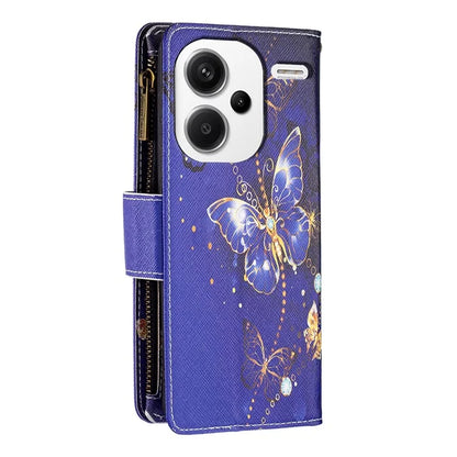 BF03 For Xiaomi Redmi Note 13 Pro+ 5G Wallet Case Pattern Zipper Pocket Handbag PU Leather Phone Cover