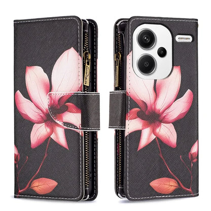 BF03 For Xiaomi Redmi Note 13 Pro+ 5G Wallet Case Pattern Zipper Pocket Handbag PU Leather Phone Cover