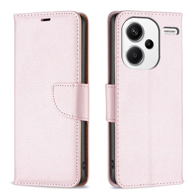 For Xiaomi Redmi Note 13 Pro+ 5G Wallet Case PU Leather Litchi Texture Flip Phone Cover Gold