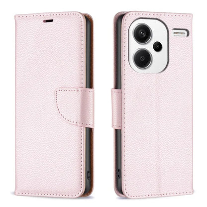 For Xiaomi Redmi Note 13 Pro+ 5G Wallet Case PU Leather Litchi Texture Flip Phone Cover Gold