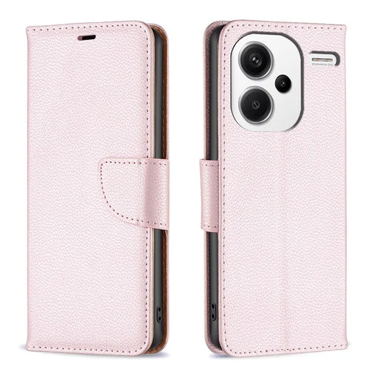 For Xiaomi Redmi Note 13 Pro+ 5G Wallet Case PU Leather Litchi Texture Flip Phone Cover Gold