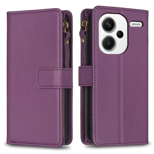 BF Style-19 for Xiaomi Redmi Note 13 Pro+ 5G Leather Wallet Case Zipper Pocket Stand Phone Cover