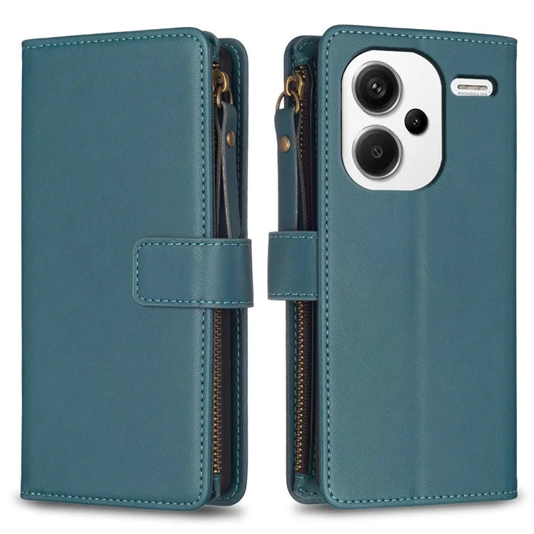 BF Style-19 for Xiaomi Redmi Note 13 Pro+ 5G Leather Wallet Case Zipper Pocket Stand Phone Cover