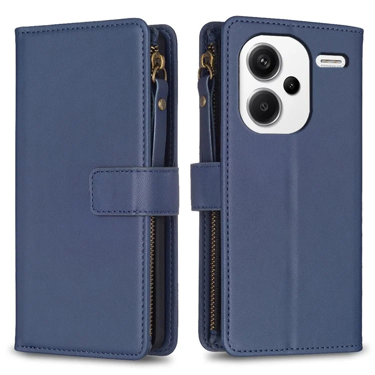 BF Style-19 for Xiaomi Redmi Note 13 Pro+ 5G Leather Wallet Case Zipper Pocket Stand Phone Cover