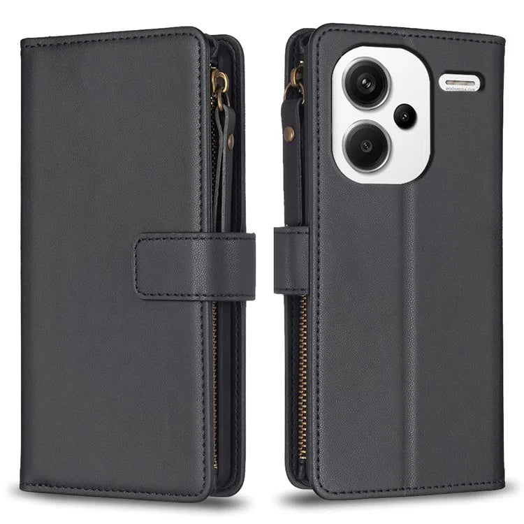 BF Style-19 for Xiaomi Redmi Note 13 Pro+ 5G Leather Wallet Case Zipper Pocket Stand Phone Cover